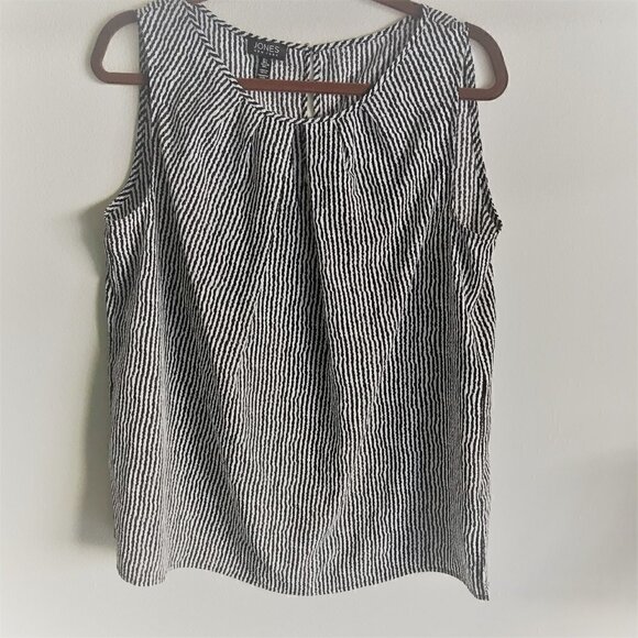 Jones New York Striped Sleeveless White/Black Top - Picture 1 of 3
